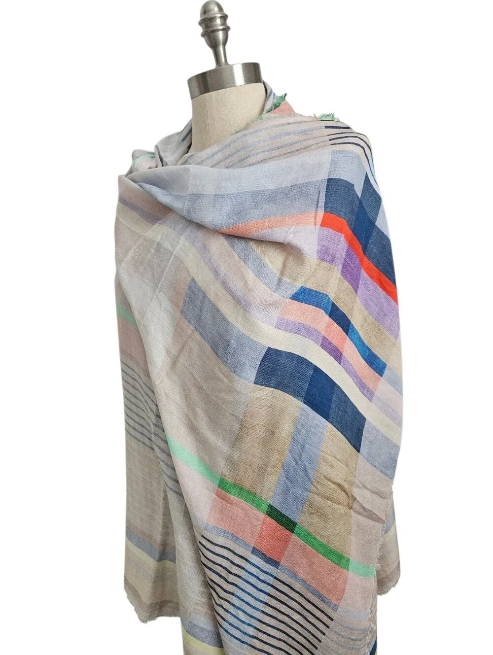 ECHO Colorful Graphic Geometric Plaid Modal Scarf Wrap | SZ 72